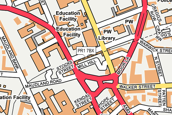 PR1 7BX map - OS OpenMap – Local (Ordnance Survey)