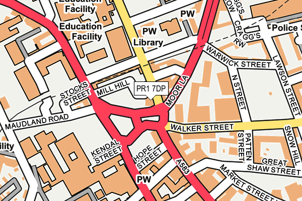 PR1 7DP map - OS OpenMap – Local (Ordnance Survey)