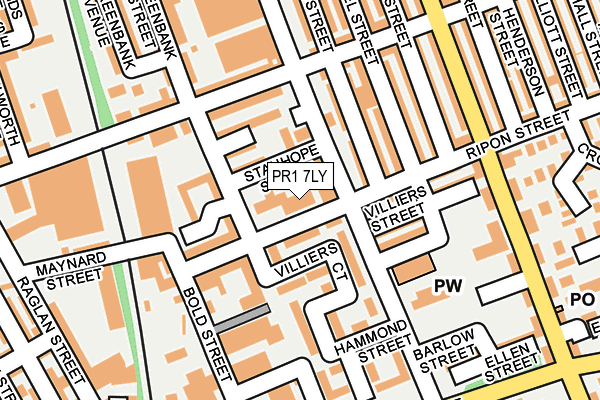 PR1 7LY map - OS OpenMap – Local (Ordnance Survey)