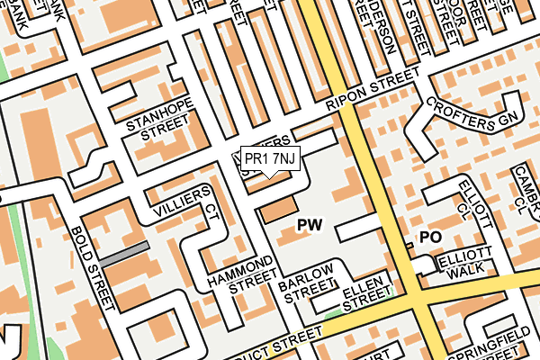 PR1 7NJ map - OS OpenMap – Local (Ordnance Survey)