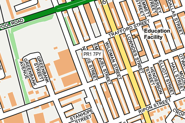 PR1 7PY map - OS OpenMap – Local (Ordnance Survey)