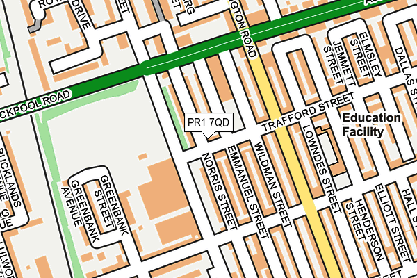 PR1 7QD map - OS OpenMap – Local (Ordnance Survey)