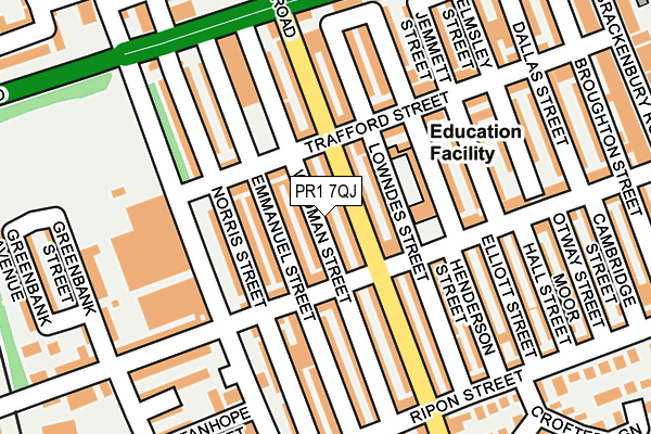 PR1 7QJ map - OS OpenMap – Local (Ordnance Survey)