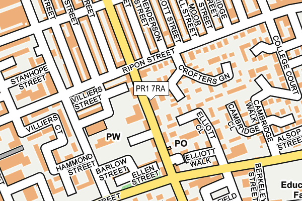 PR1 7RA map - OS OpenMap – Local (Ordnance Survey)