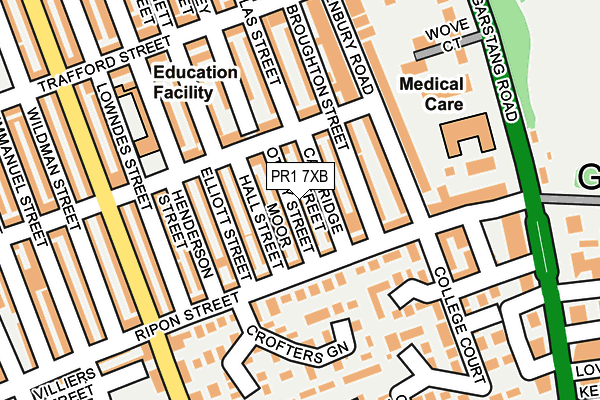 PR1 7XB map - OS OpenMap – Local (Ordnance Survey)