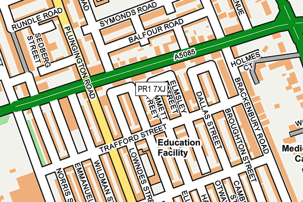 PR1 7XJ map - OS OpenMap – Local (Ordnance Survey)