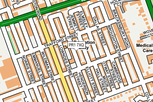 PR1 7XQ map - OS OpenMap – Local (Ordnance Survey)