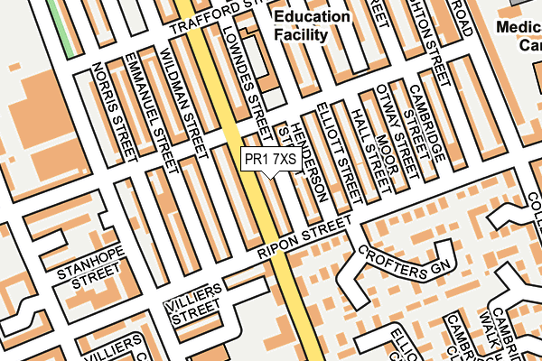 PR1 7XS map - OS OpenMap – Local (Ordnance Survey)