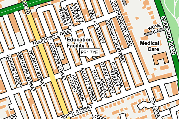PR1 7YE map - OS OpenMap – Local (Ordnance Survey)