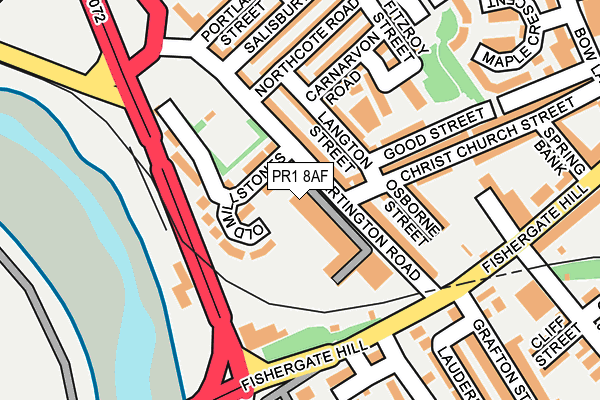PR1 8AF map - OS OpenMap – Local (Ordnance Survey)