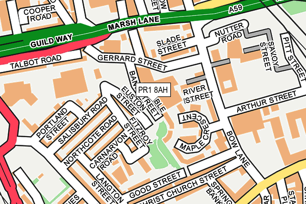 PR1 8AH map - OS OpenMap – Local (Ordnance Survey)