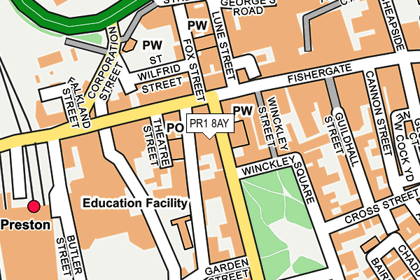 PR1 8AY map - OS OpenMap – Local (Ordnance Survey)