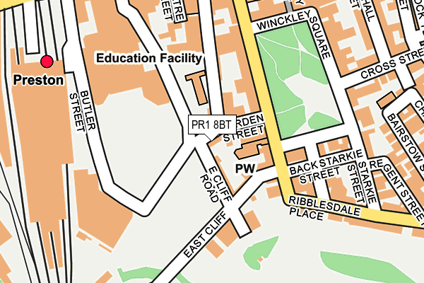 PR1 8BT map - OS OpenMap – Local (Ordnance Survey)