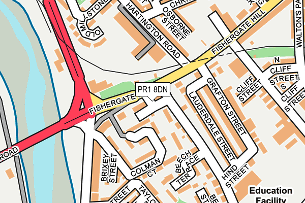 PR1 8DN map - OS OpenMap – Local (Ordnance Survey)
