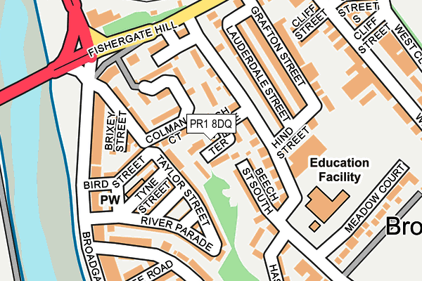 PR1 8DQ map - OS OpenMap – Local (Ordnance Survey)