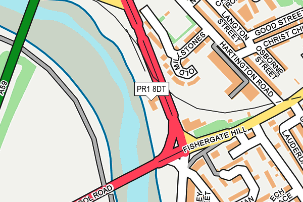 PR1 8DT map - OS OpenMap – Local (Ordnance Survey)