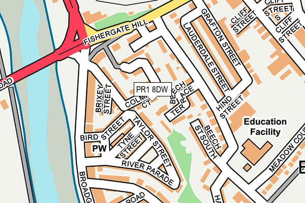 PR1 8DW map - OS OpenMap – Local (Ordnance Survey)