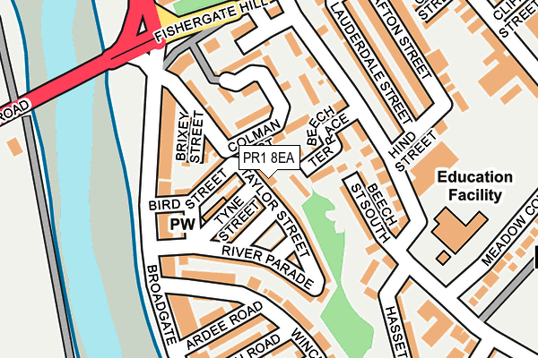 PR1 8EA map - OS OpenMap – Local (Ordnance Survey)