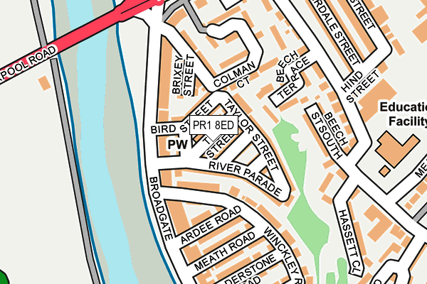 PR1 8ED map - OS OpenMap – Local (Ordnance Survey)