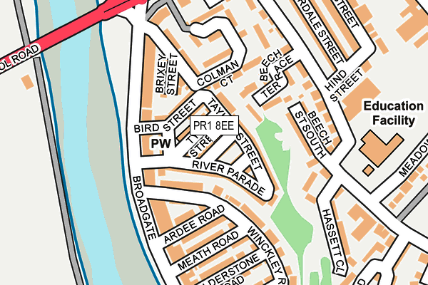 PR1 8EE map - OS OpenMap – Local (Ordnance Survey)