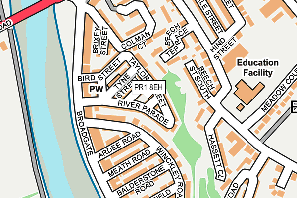 PR1 8EH map - OS OpenMap – Local (Ordnance Survey)