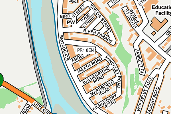 PR1 8EN map - OS OpenMap – Local (Ordnance Survey)