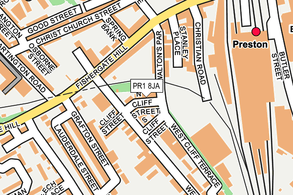 PR1 8JA map - OS OpenMap – Local (Ordnance Survey)