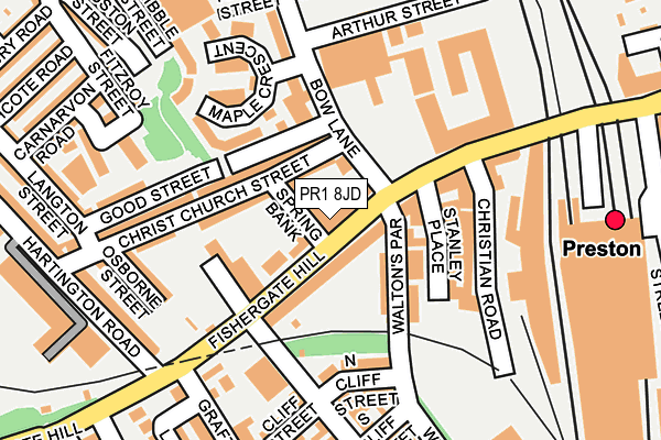 PR1 8JD map - OS OpenMap – Local (Ordnance Survey)