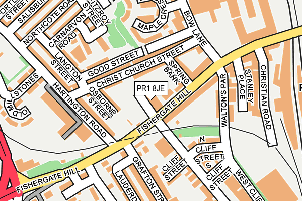 PR1 8JE map - OS OpenMap – Local (Ordnance Survey)