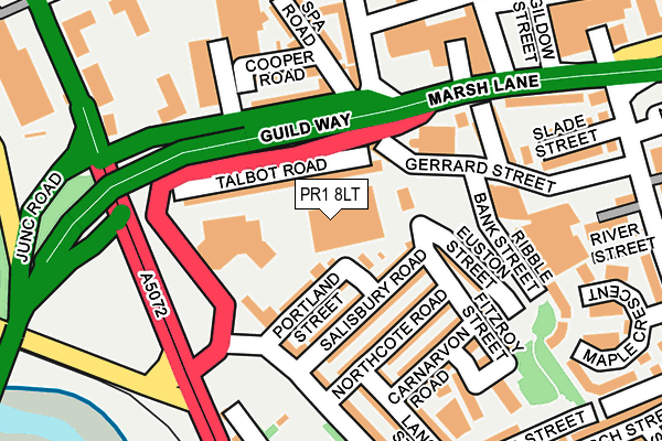 PR1 8LT map - OS OpenMap – Local (Ordnance Survey)