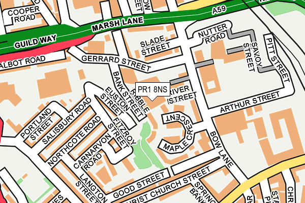 PR1 8NS map - OS OpenMap – Local (Ordnance Survey)