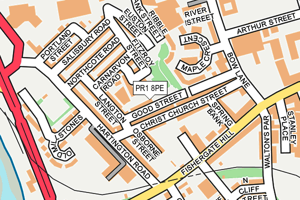 PR1 8PE map - OS OpenMap – Local (Ordnance Survey)