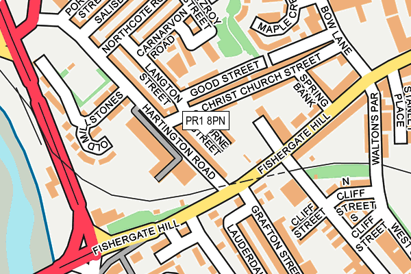 PR1 8PN map - OS OpenMap – Local (Ordnance Survey)