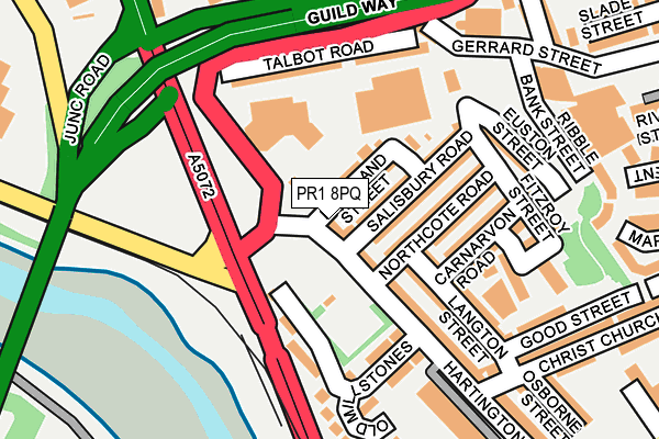 PR1 8PQ map - OS OpenMap – Local (Ordnance Survey)
