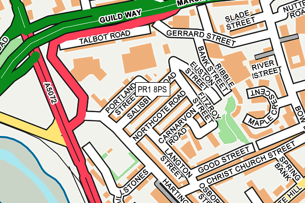 PR1 8PS map - OS OpenMap – Local (Ordnance Survey)