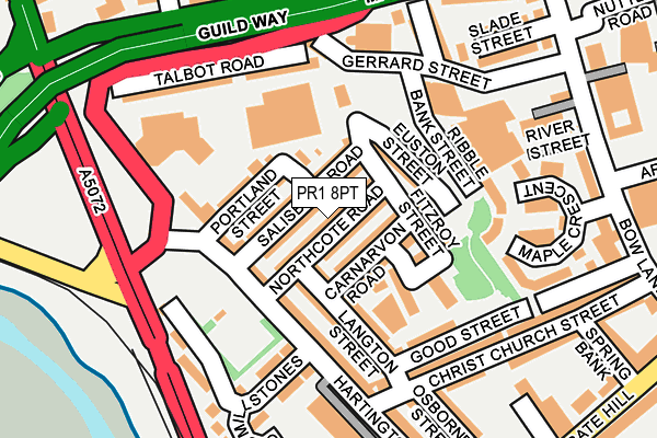 PR1 8PT map - OS OpenMap – Local (Ordnance Survey)