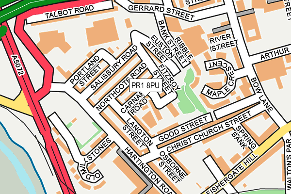 PR1 8PU map - OS OpenMap – Local (Ordnance Survey)