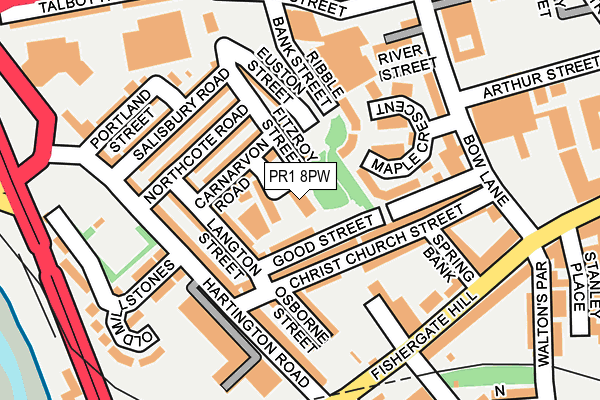 PR1 8PW map - OS OpenMap – Local (Ordnance Survey)