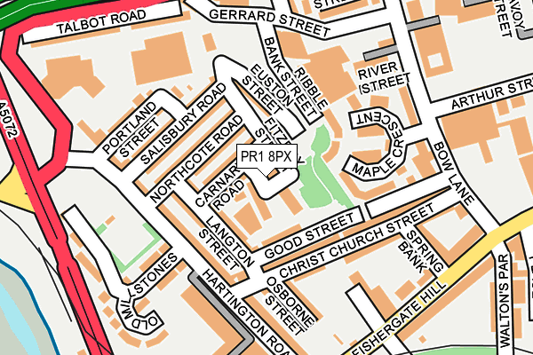 PR1 8PX map - OS OpenMap – Local (Ordnance Survey)