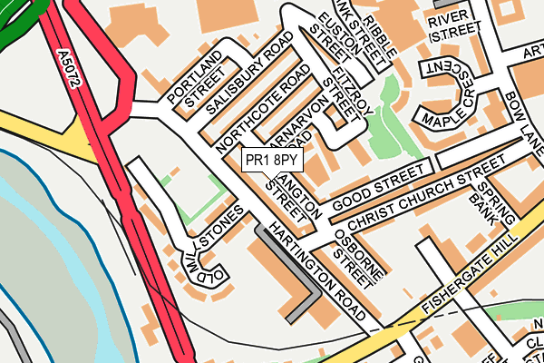 PR1 8PY map - OS OpenMap – Local (Ordnance Survey)
