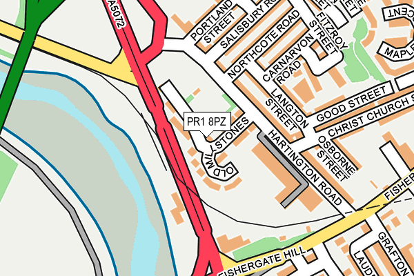 PR1 8PZ map - OS OpenMap – Local (Ordnance Survey)