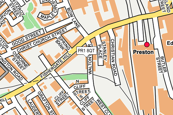 PR1 8QT map - OS OpenMap – Local (Ordnance Survey)