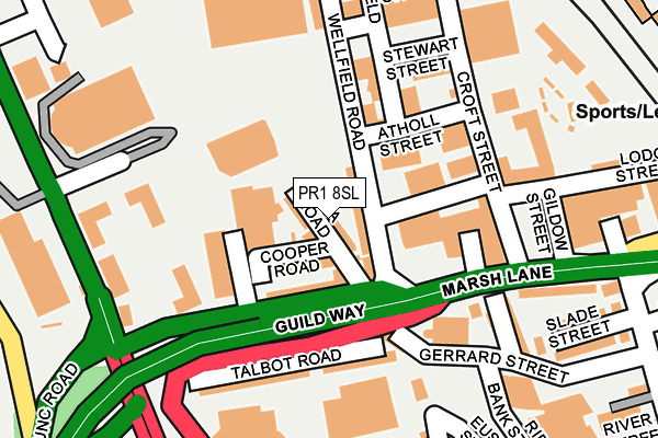 PR1 8SL map - OS OpenMap – Local (Ordnance Survey)