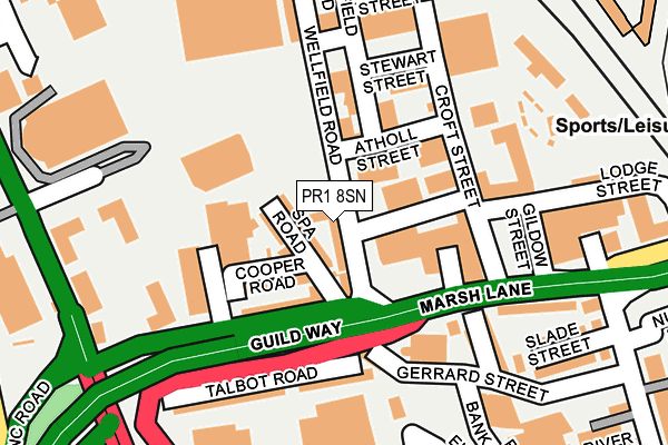 PR1 8SN map - OS OpenMap – Local (Ordnance Survey)
