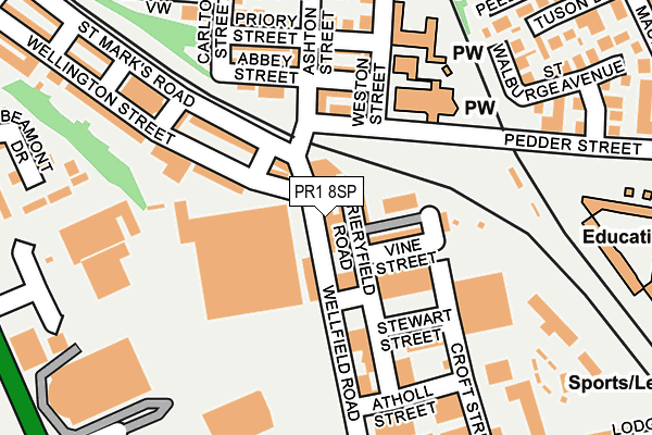 PR1 8SP map - OS OpenMap – Local (Ordnance Survey)