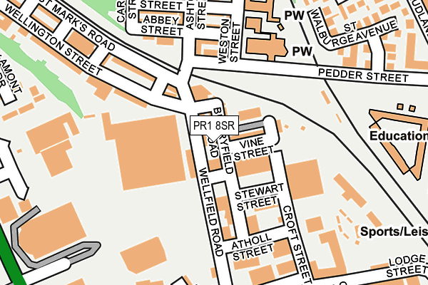 PR1 8SR map - OS OpenMap – Local (Ordnance Survey)