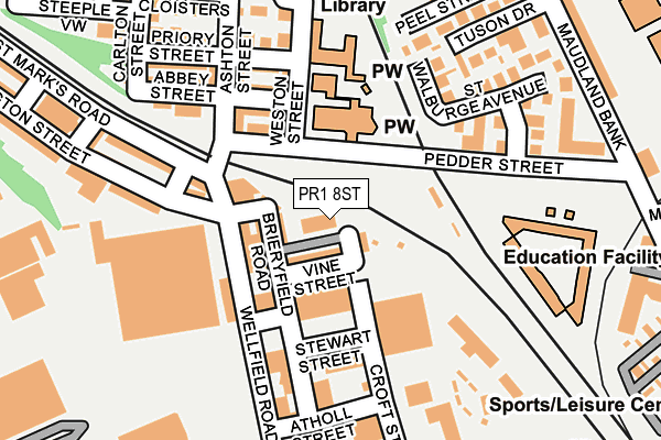 PR1 8ST map - OS OpenMap – Local (Ordnance Survey)