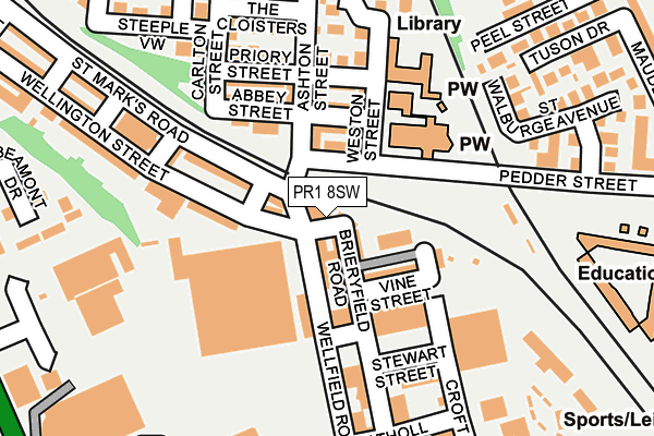 PR1 8SW map - OS OpenMap – Local (Ordnance Survey)