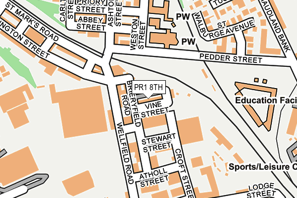 PR1 8TH map - OS OpenMap – Local (Ordnance Survey)