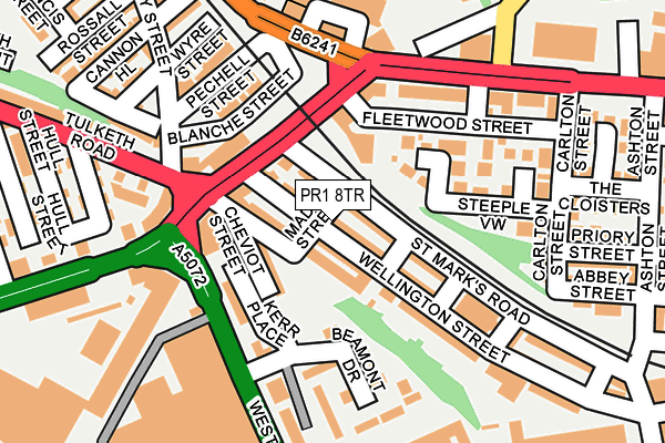 PR1 8TR map - OS OpenMap – Local (Ordnance Survey)